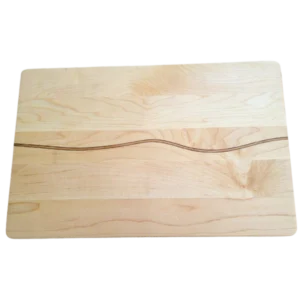 Solid Maple board, inlaid with walnut and cherry wood